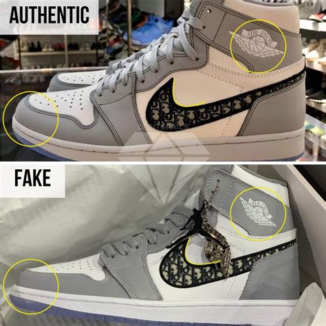 fake dior jordan shoes vs real|dior jordan 1 high spotting.